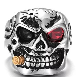Sz 8 Skull smoke large smoke Biker ring